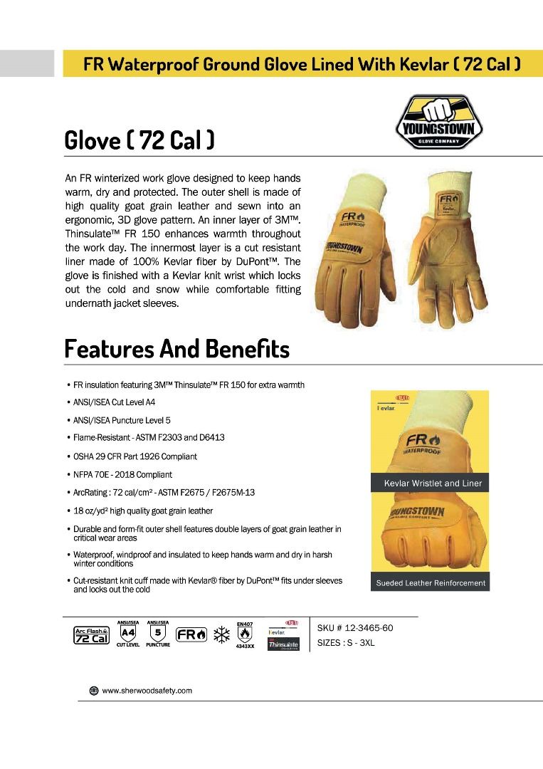 YOUNGSTOWN ARC FLASH PROTECTION GLOVE (72 Cal)