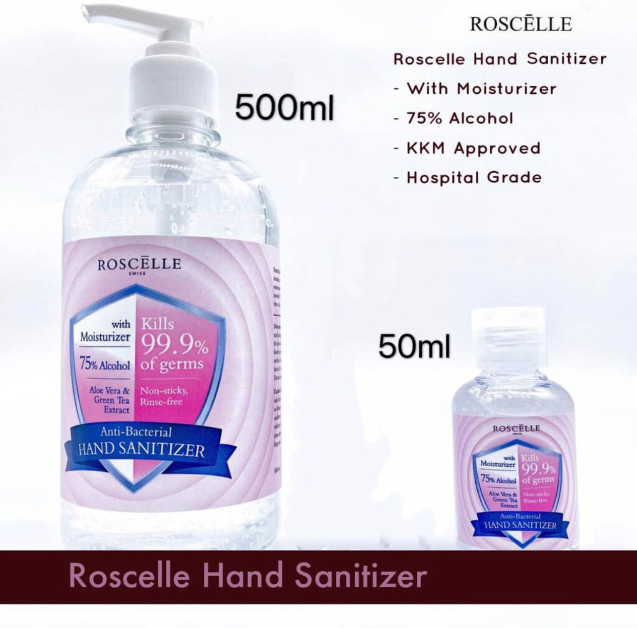 Roscelle Hand sanitizer KKM approved Gel type (available in Sabah/Sarawak)