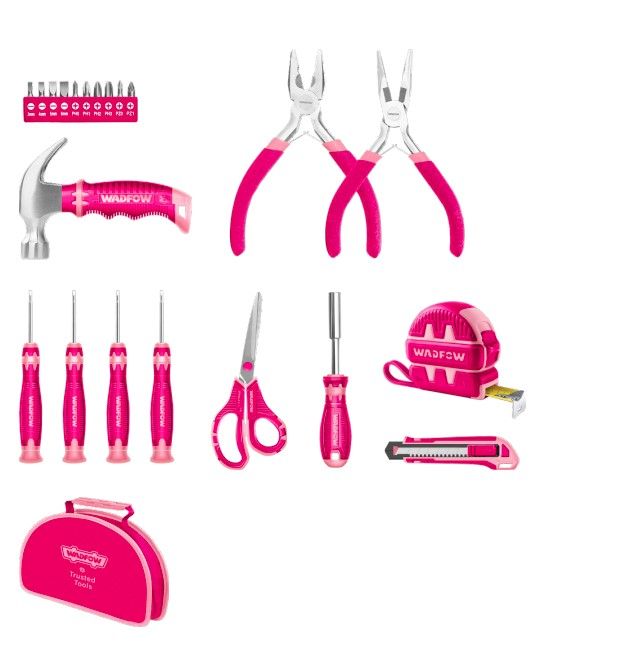 WADFOW 22 PCS PINK HAND TOOLS SET WHS1M22
