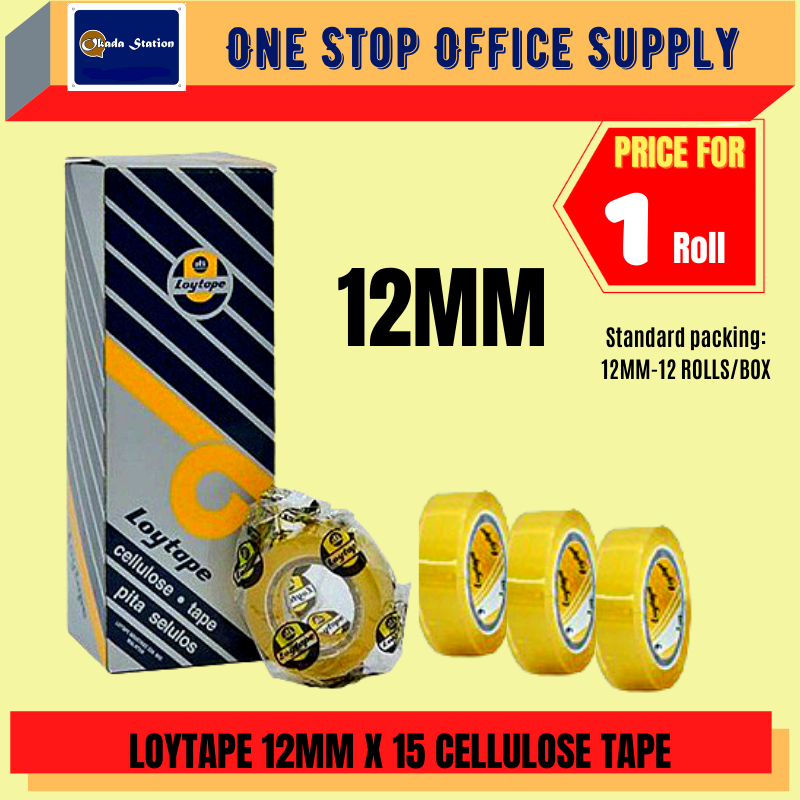 LOYTAPE CELLULOSE TAPE - 12MM X 15M / Loytape / Tape / Cellulose Tape / Loytape Cellulose Tape / Cellophane Tape / Selotape