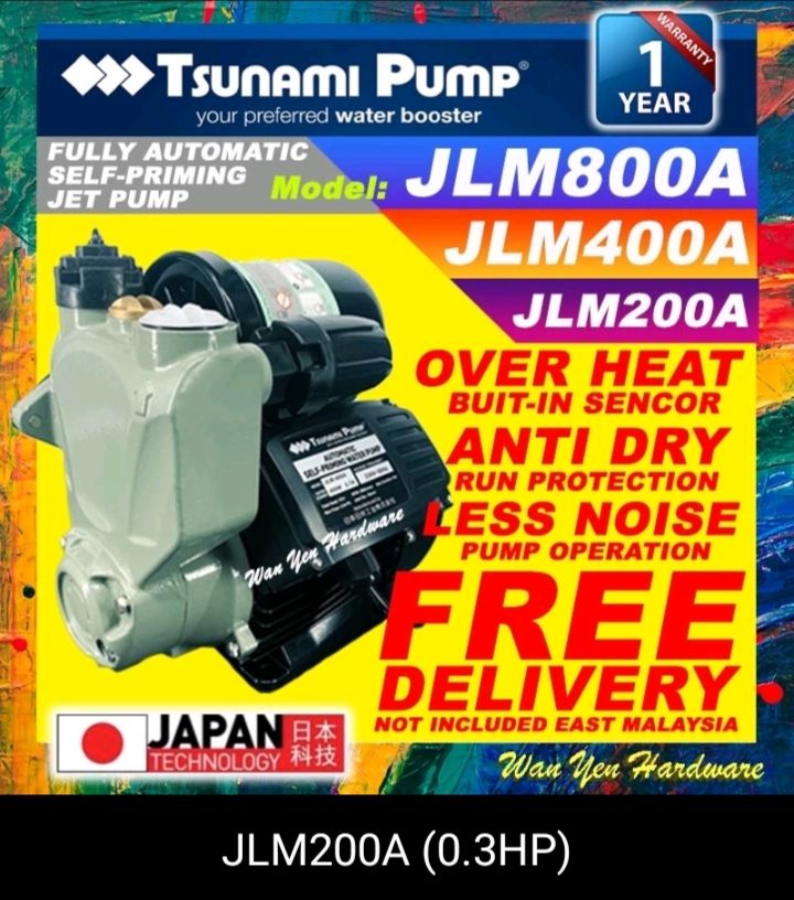 TSUNAMI. POWER PUMP JLM-200A, JLM- 400A & JLM - 800A - FREE DELIVERY