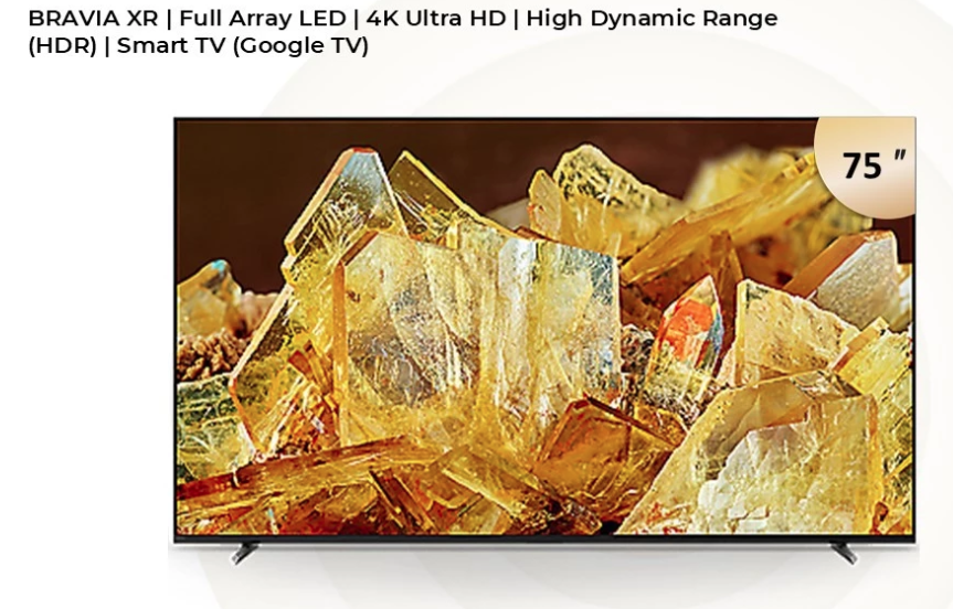 SONY BRAVIA XR 75'' X90L FULL ARRAY LED 4K ULTRA HD HIGH DYNAMIC RANGE HDR SMART TV GOOGLE TV