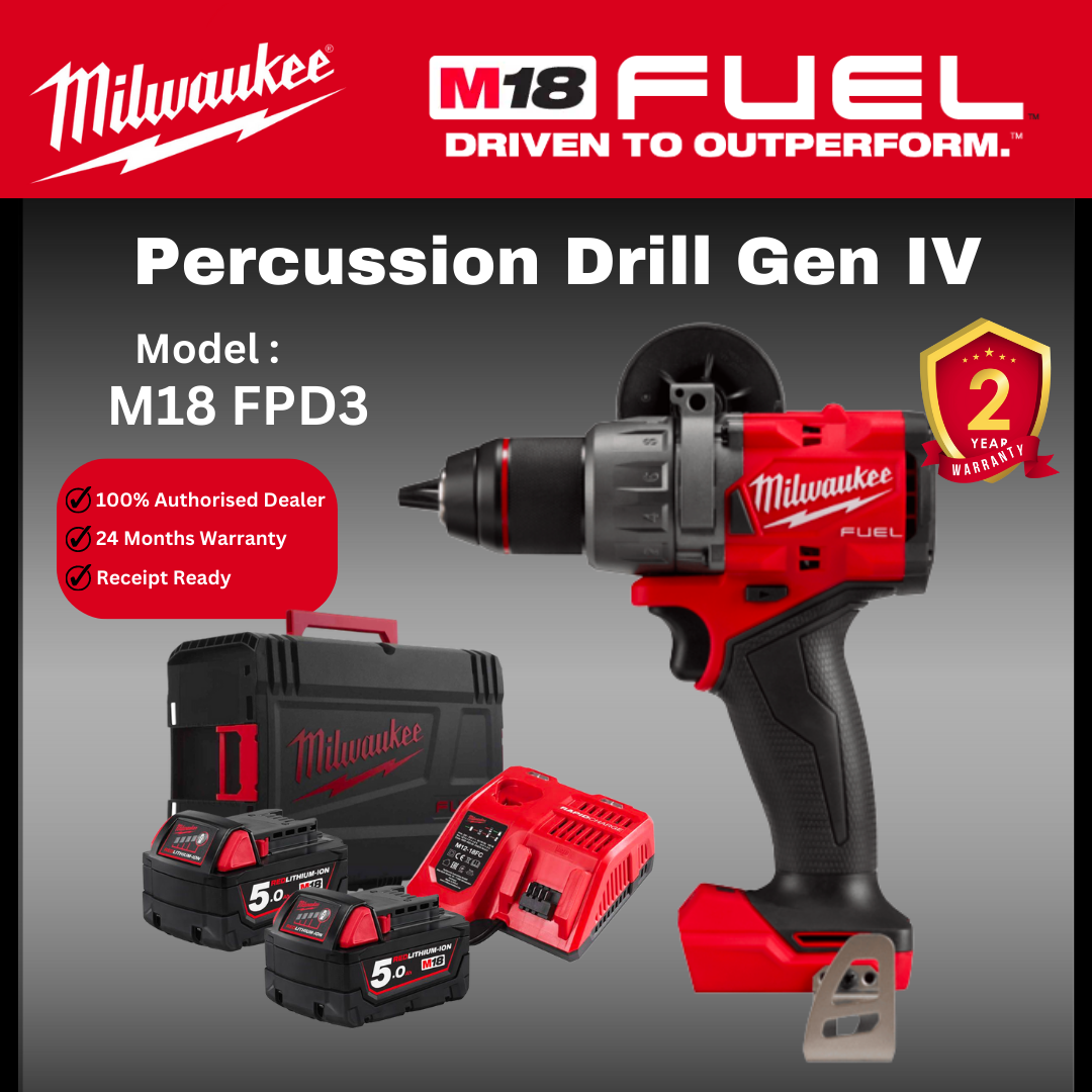 MILWAUKEE M18 FUEL Percussion Drill 158Nm / Impact Drill / Power Tools Drilling / M18 FPD3 / DRILLER / HEAVY DUTY / MILWAUKEE Drill