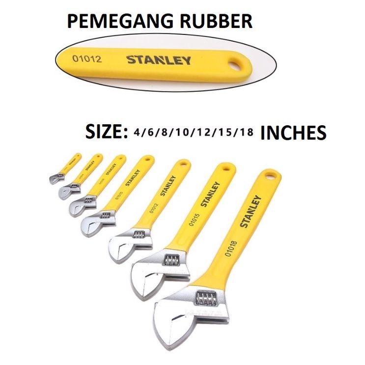 STANLEY RUBBER HANDLE ADJUSTABLE SPANNER WRENCH 01015 15" SATAGOOD SATA TOPTUL