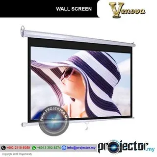 VENOVA/MEKI EZ 60" x 60" (5鈥檟5鈥� MANUAL WALL LCD PROJECTOR SCREEN 4:3 PROJECTION