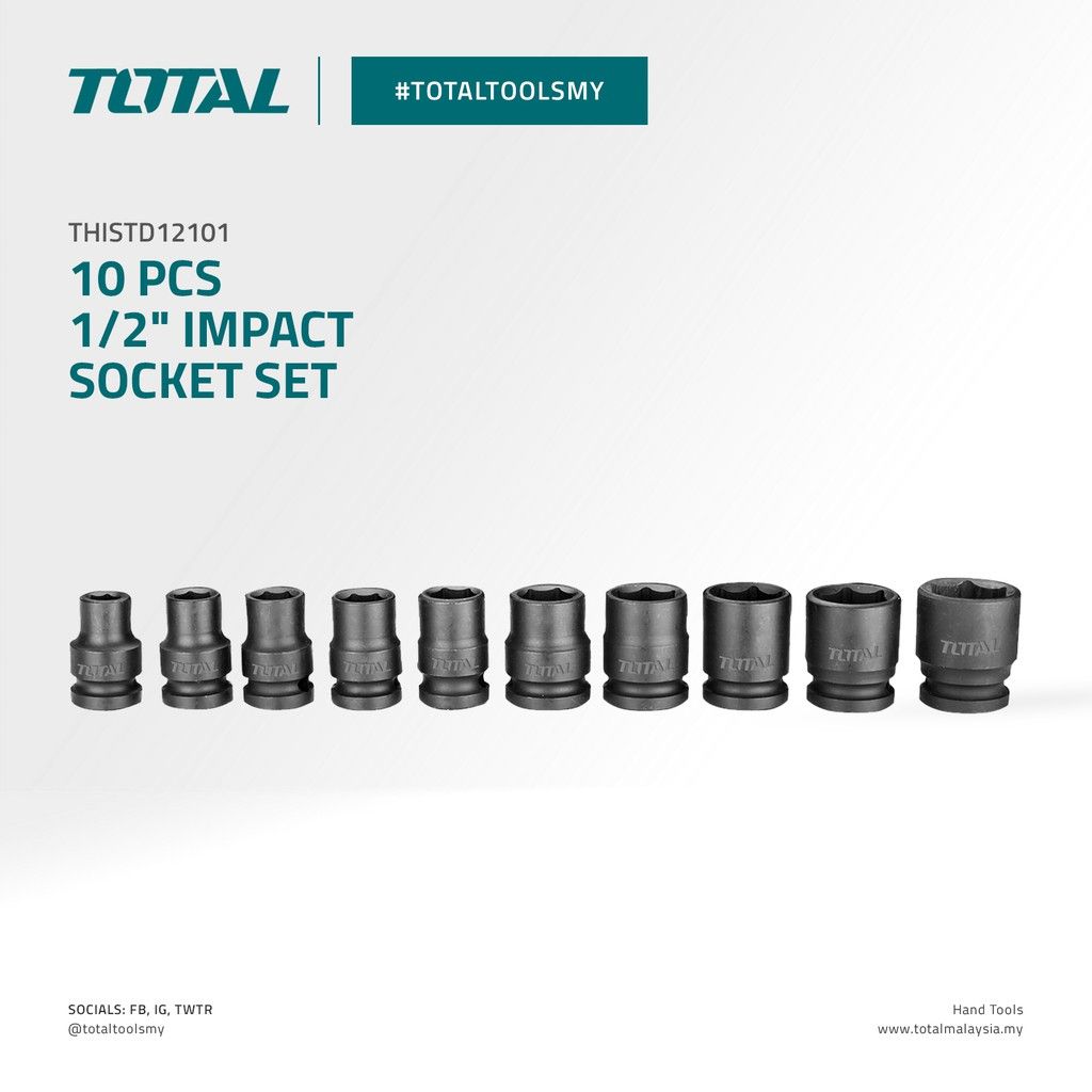 TOTAL IMPACT SOCKET SET (1/2"/10 PCS) THISTD12101