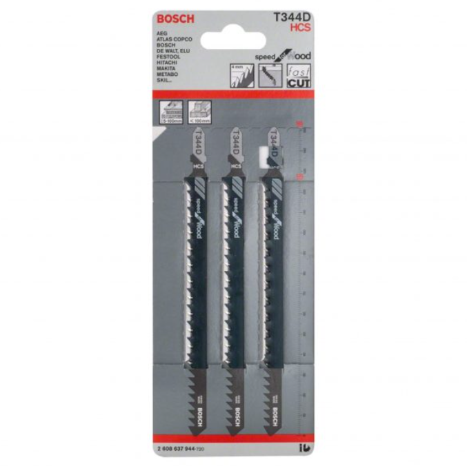 BOSCH T 344 D WOOD JIGSAW BLADE (3 PCS/PACK) (2608637944)