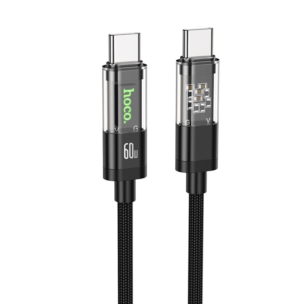 Data Cable Hoco Type-C to Type-C U116 Transparent Discovery Edition 60W Fast charging