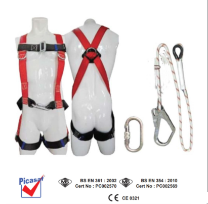 PICASAF 1.8M SAFETY LANYARD WITH BIG STEEL HOOK & ENERGY ABSORBER l TALIAN KESELAMATAN | 安全挂绳-LANYARD + AB +2 HOOK