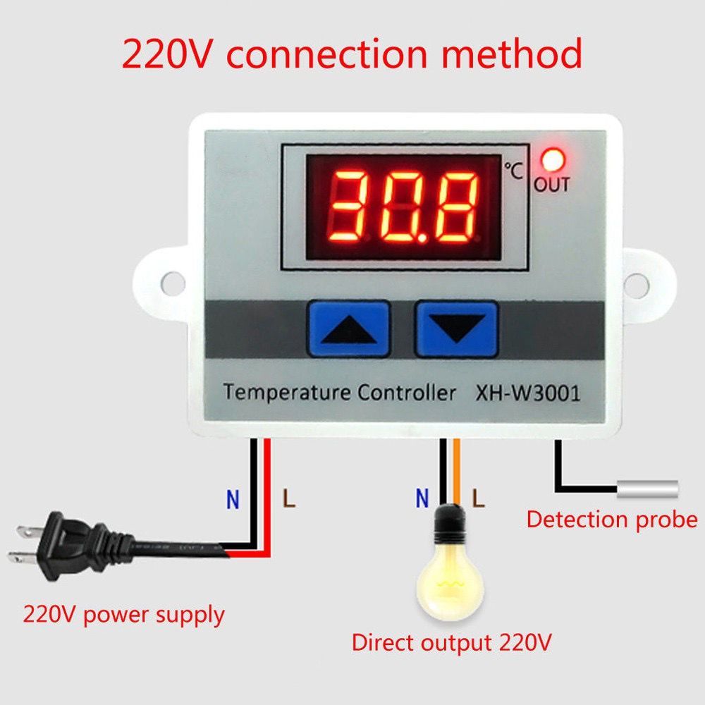 Genuine Malaysia - Incubator Digital Temperature Controller Thermostat ControlW/ Switch+Probe (XH-W3001)