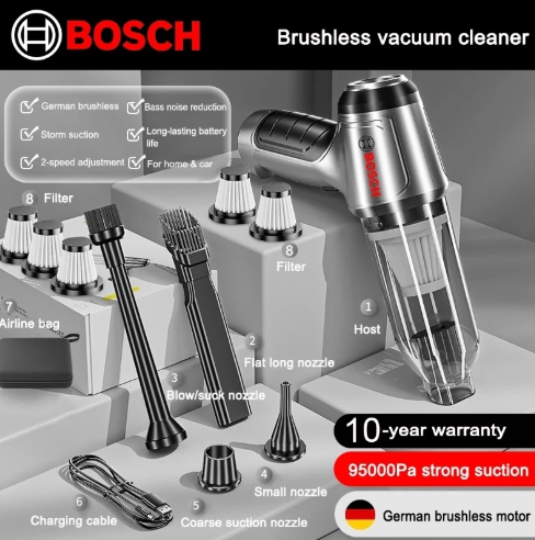 *10-Year warranty BOSCH 8 in 1 Cordless Vacuum Cleaner 95000Pa Wireless Car Vacuum Cleaner Vacuum Blower Air Duste