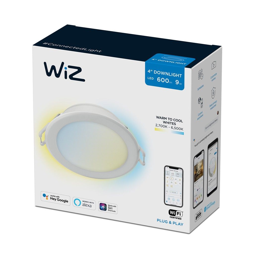 Genuine Malaysia Philips Warranty - Philips WiZ LED 4-inch Smart Lighting Tunable White Downlight 9W (2700K - 6500K)