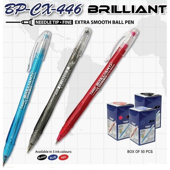 FASTER BRILLIANT CX-446 BALLPEN (BLACK) 50PCS/BOX