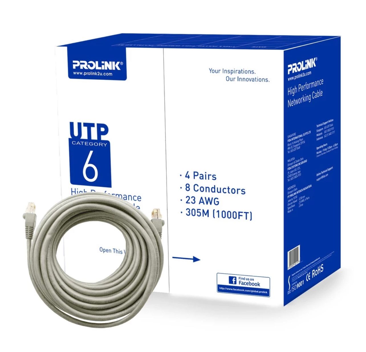 Prolink CAT6 UTP Network Ethernet Cable (305m) Network CCTV Cable HCCA Material