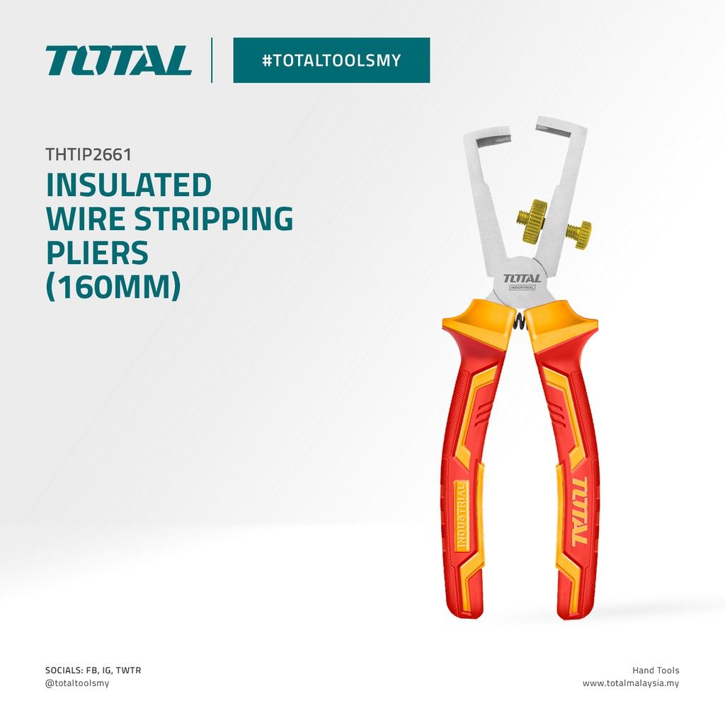 TOTAL INSULATED WIRE STRIPPING PLIERS THTIP2661 (VDE Approved Certifications)