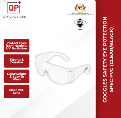 GOGGLES SAFETY EYE POTECTION SPEC PVC (CLEAR/BLACK) EYEWEAR l CERMIN MATA KESELAMATAN l 护目镜-BLACK