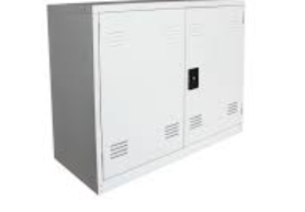 OKADA S168 STEEL SHOE RACK WITH STEEL SWINGING DOOR 1000W X 400D X 800H
