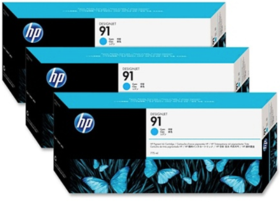 Genuine Malaysia HP Warranty - HP 91 Cyan 3 Pack 775ml Ink Cartridge