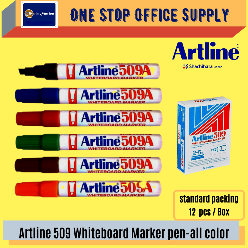 ARTLINE 509 / MARKER PEN / WHITEBOARD MARKER / 509A / ARTLINE MARKER / 5.0MM / PEN MARKER / ALL COLOUR / PEN PAPAN PUTIH
