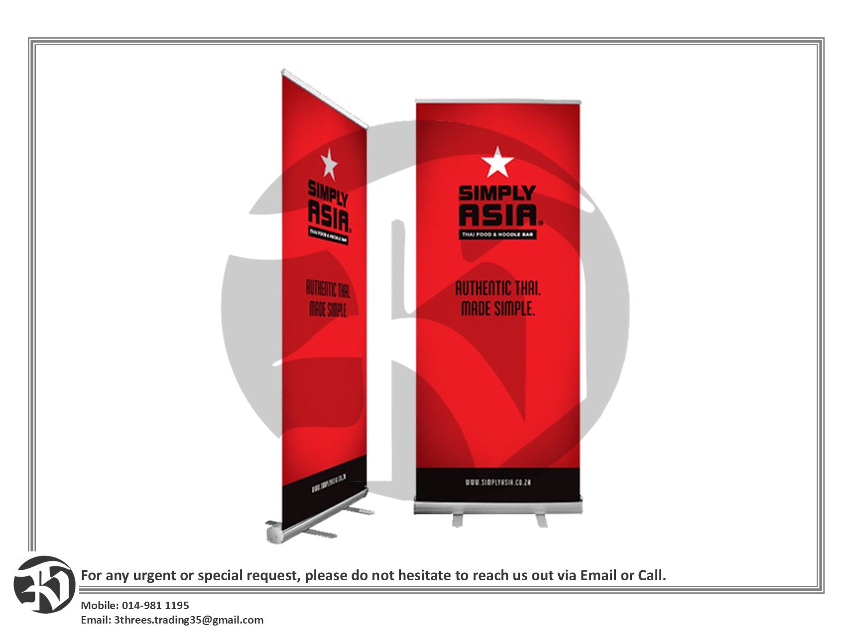 Roll Up Bunting Aluminium Stand 200cm x 80cm (Print Your Own Design)