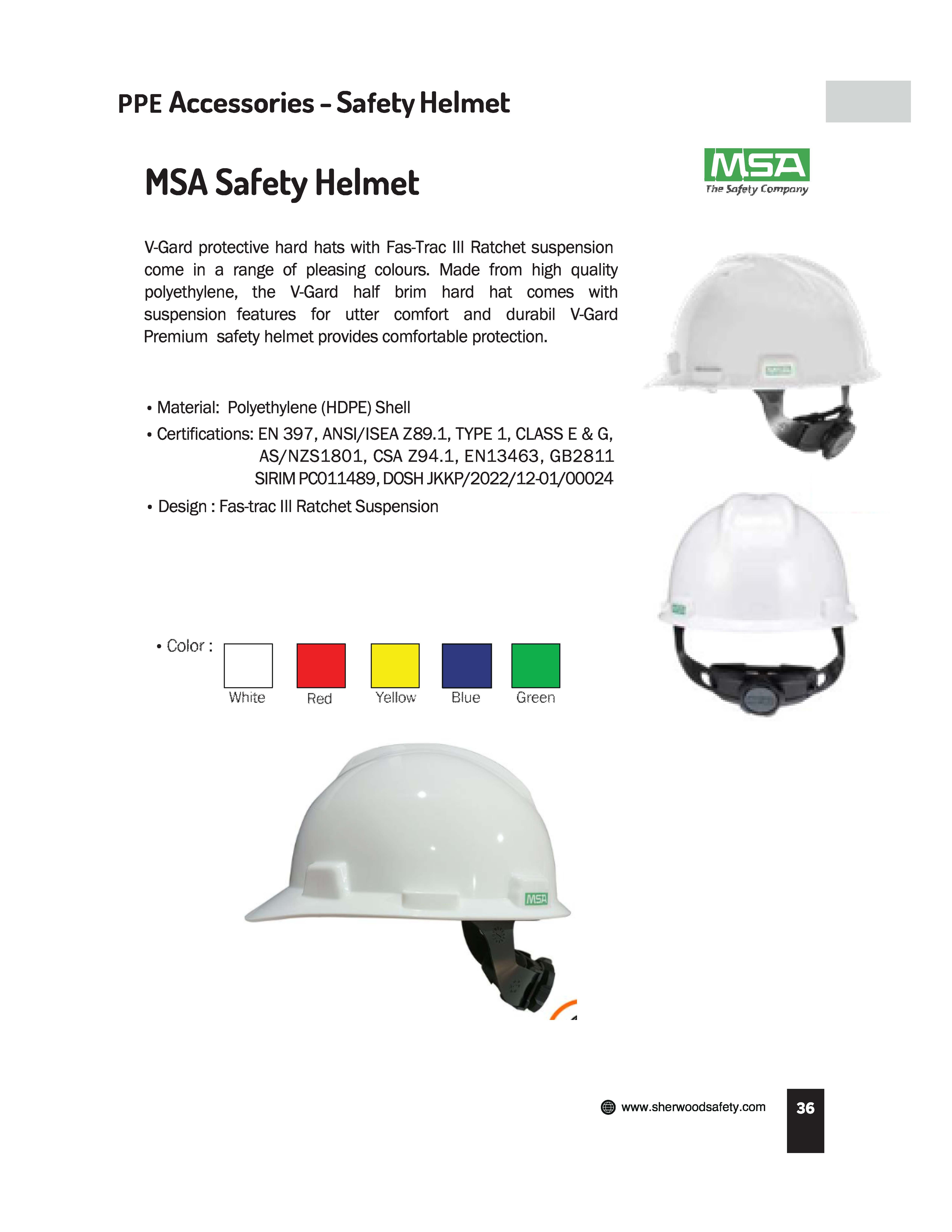 MSA V GARD HALF BRIM HELMET - White