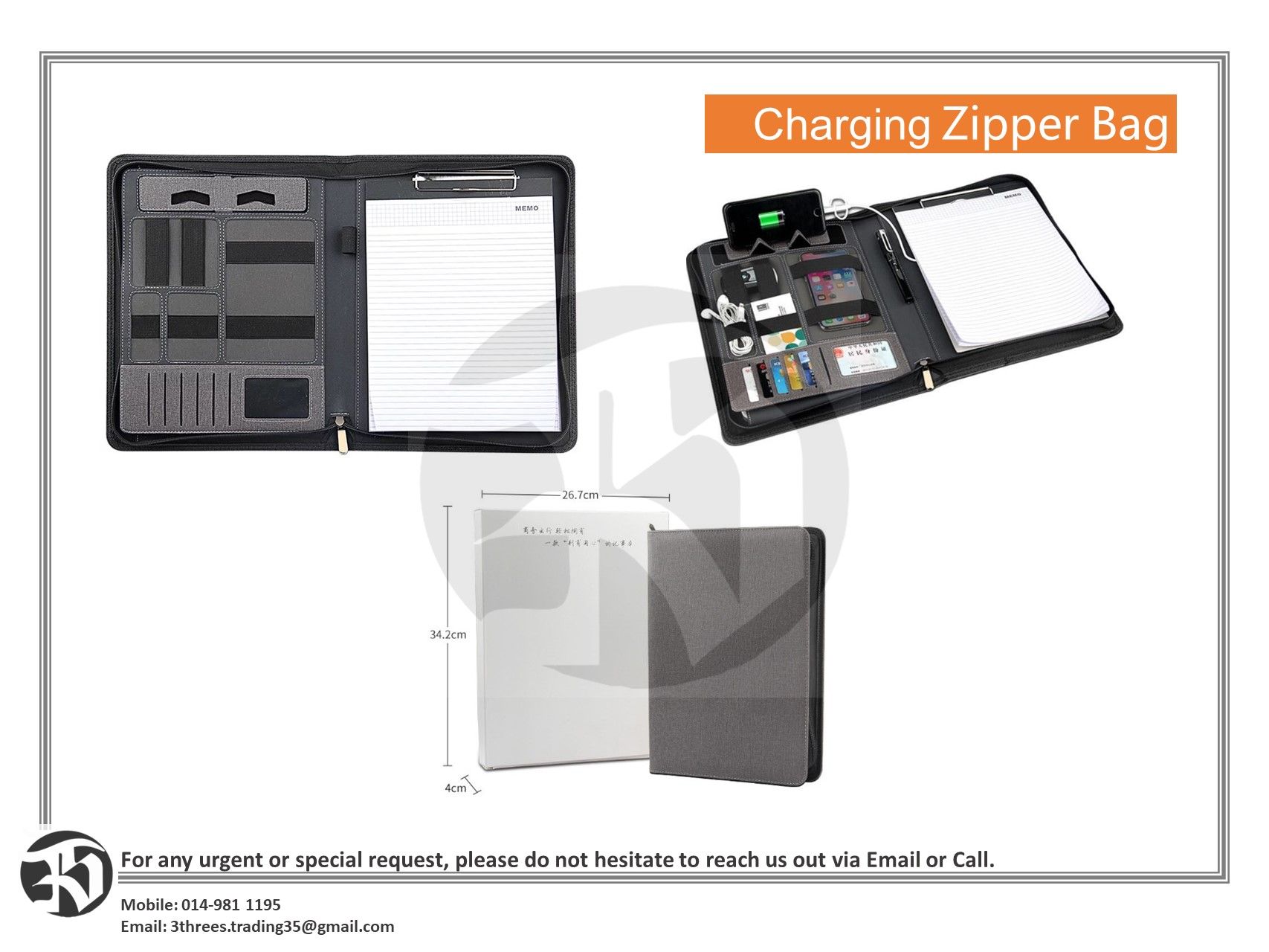 Charging Zipper Bag