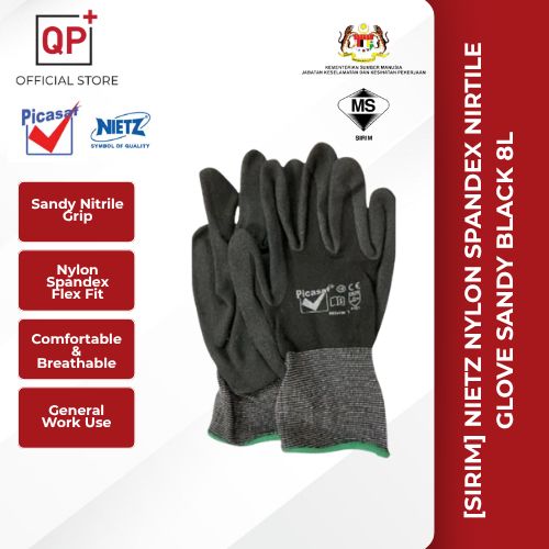 [SIRIM] NIETZ NYLON SPANDEX NIRTILE GLOVE SANDY BLACK 8L l SARUNG TANGAN l 手套-