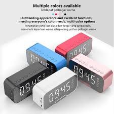 Bluetooth Speaker Wireless with FM Radio LED Mirror Alarm Clock Subwoofer Music Player Desktop Clock