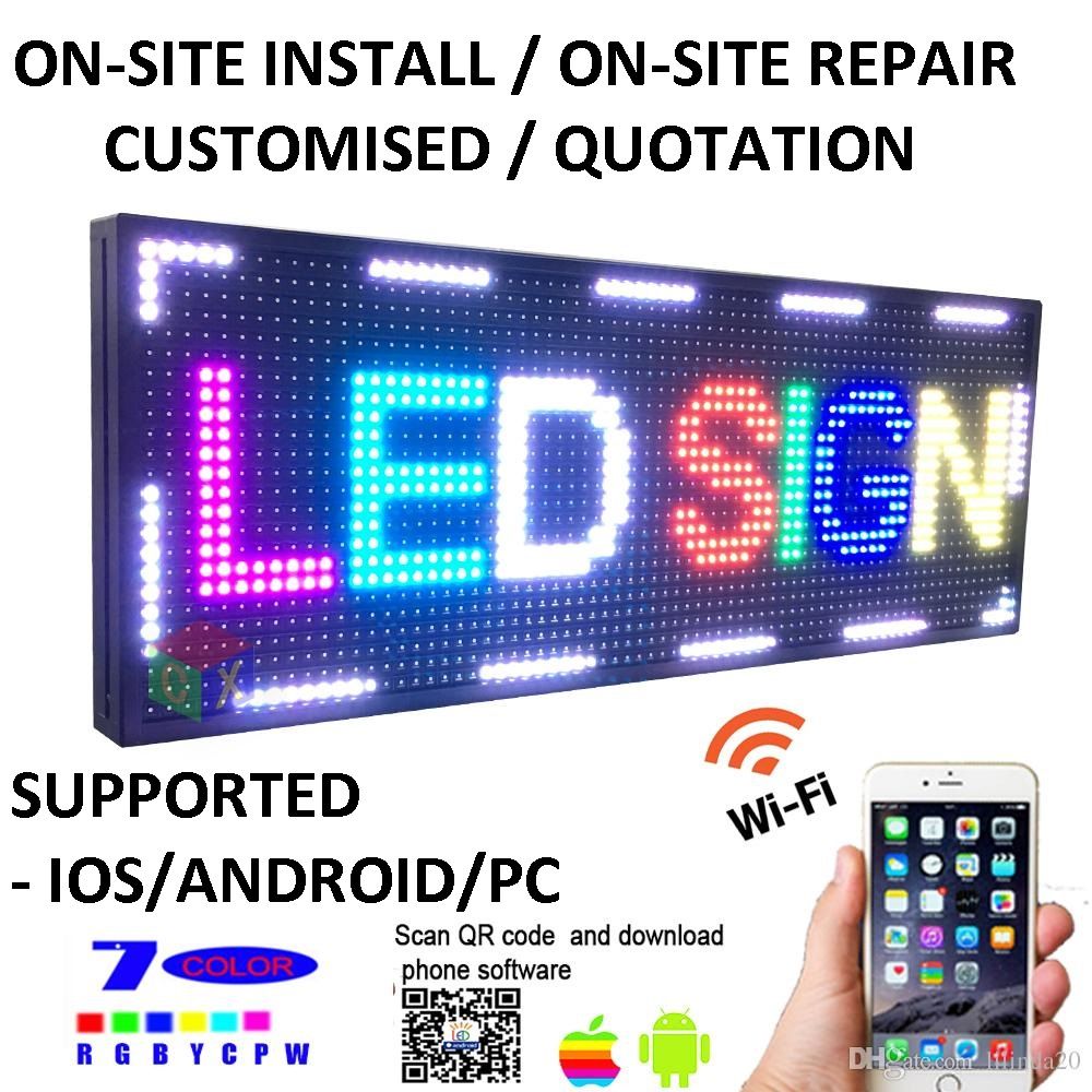 LED DISPLAY SIGN BOARD Running Message Display Indoor Outdoor Waterproof Signboard RGB 3FTX 0.5