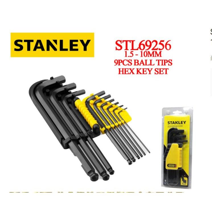 STANLEY Original 9pcs L/arm Ball Tips Hex-Key Set (MM)( 69-256 ) 69256