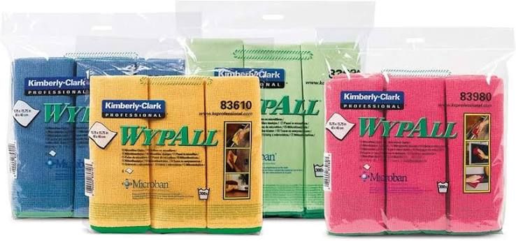 WypAll庐 Microfibre Cloths, Yello, Blue, Green & Red