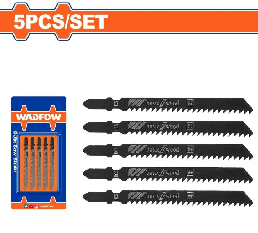WADFOW JIG SAW BLADE FOR WOOD (5 PCS / SET, 74MM, 8 TPI) QUICK CUT FOR SOFT WOOD, CHIPBOARDS, PLYWOOD WJB111C