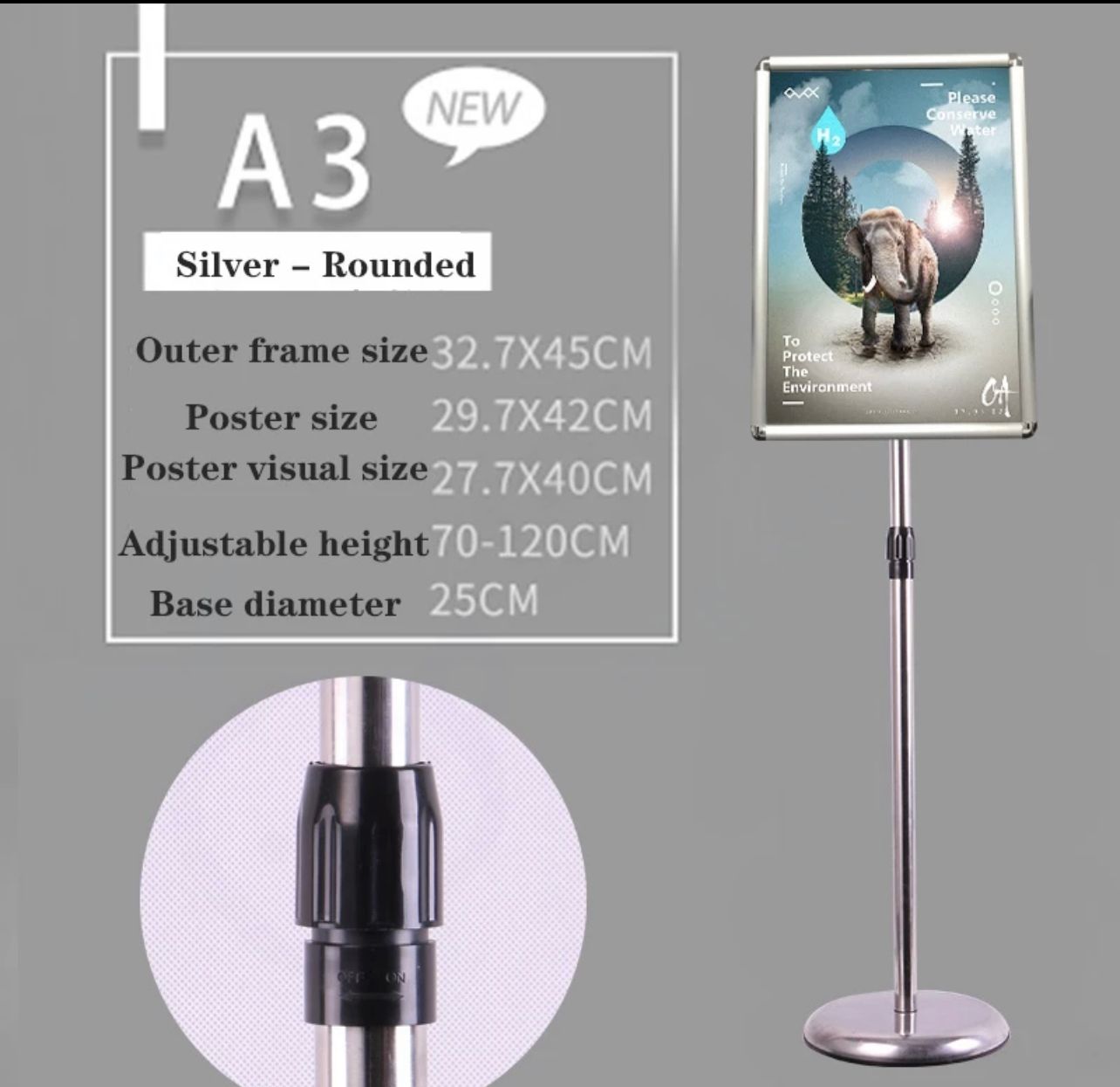 Stand signboard Adjustable Height Sign board Stand Poster Display Sign Stand Holder Displays stand Portrait A3 size