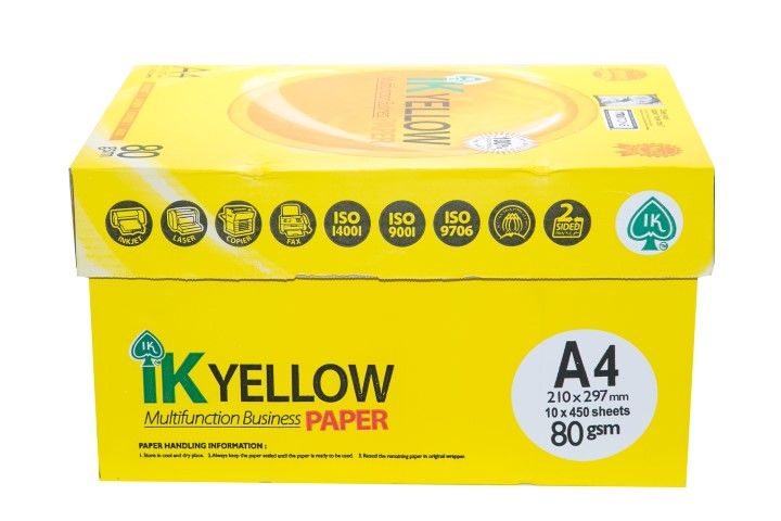 A4 Paper IK Yellow 80gsm / 70gsm 500s (5 Reams / Box) [WHOLESALE]