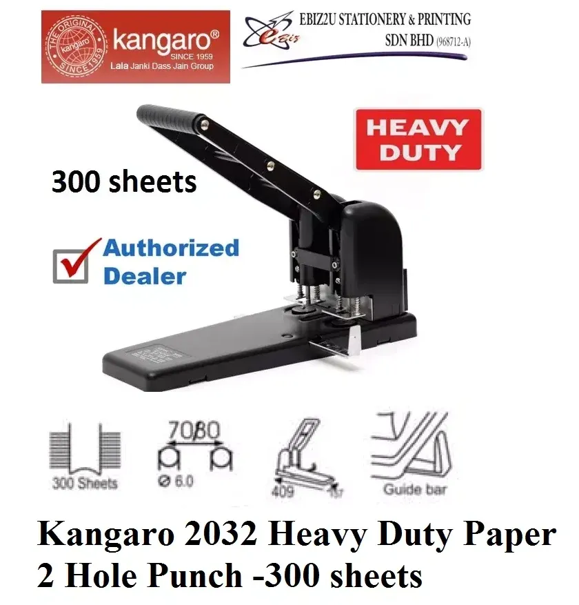 Kangaro 2032 Heavy Duty Paper 2 Hole Punch -300 sheets )penumbuk 2 lubang, puncher paper, 2 Hole Puncher, heavy duty puncher)