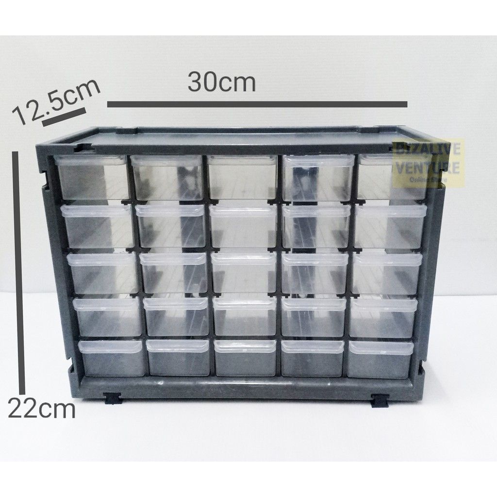 Multipurpose Plastic Drawer (25 Compartments) / Plastic Storage Compartment / Small Drawer / Peti Simpan Kecil (25 Petak) / Plastic Organiser # Hardware Tools Storage # Stationery Storage # RS2875 ( KTT : 1 Unit )