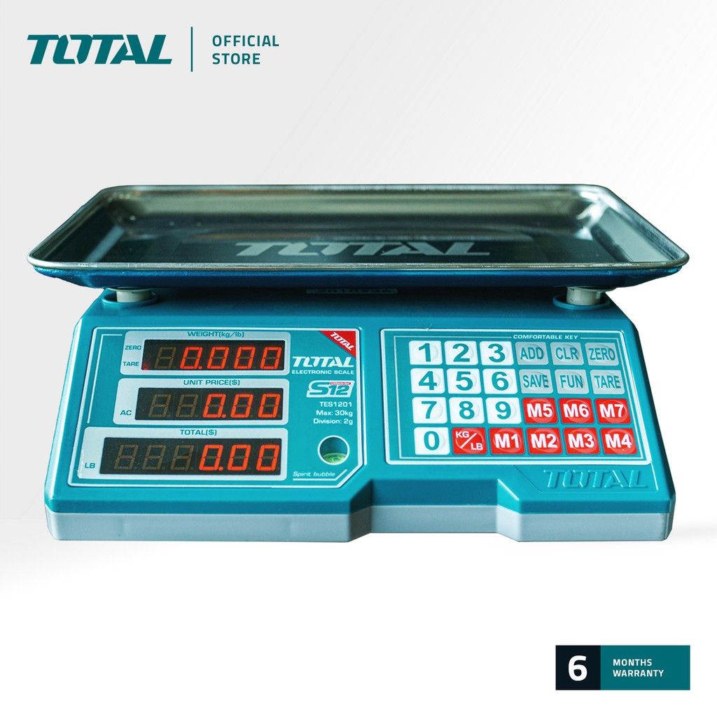 TOTAL TES1201 LI-ION SCALE (LED DISPLAY SCREENS ON BOTH BACK AND FRONT SIDES. / *NOTE: ‘LESEN TIMBANG DAN SUKAT’ LICENSE IS REQUIRED FOR COMMERCIAL PURPOSES IN MALAYSIA.)