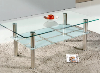 Big Joe 60cm x 110cm Tempered Glass Modern Contemporary Coffee Table