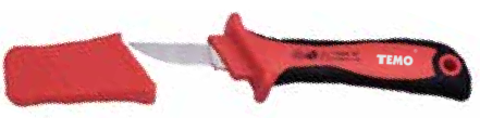 Temo 8"/200mm Insulated Cable Stripping Knife - Pointed Blade