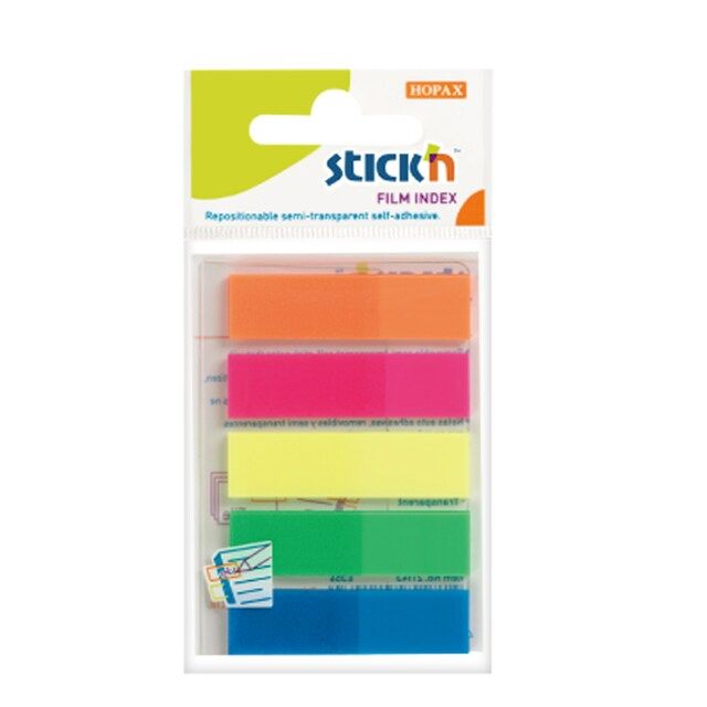 HOPAX REMOVABLE SELF ADHESIVE FILM INDEX-5 COLORS (125 PCS/PAD, 24 PKT/BX)