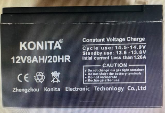 KONITA 12V 8AH SEALED LEAD-ACID RECHARGEABLE BACKUP BATTERY (AUTO GATE, ALARM)