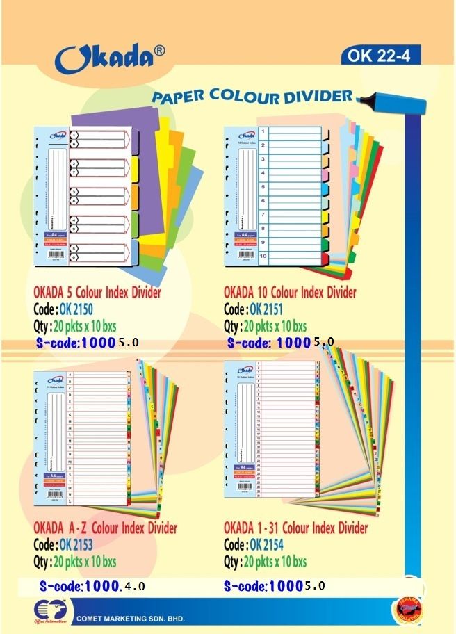 PAPER COLOR DIVIDER /Okada /Paper Colour Divider /Office Supplies /Divider
