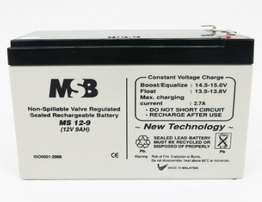 *MSB MS12-9 12V 9AH Non-Spillable Valve Regulated Sealed Rechargeable Lead Battery