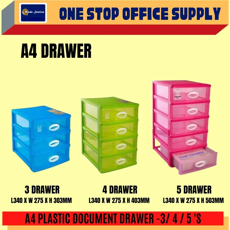A4 PLASTIC DOCUMENT DRAWER - 3 / 4 / 5 TIERS / HOLDER / DRAWER / A4 / LACI /