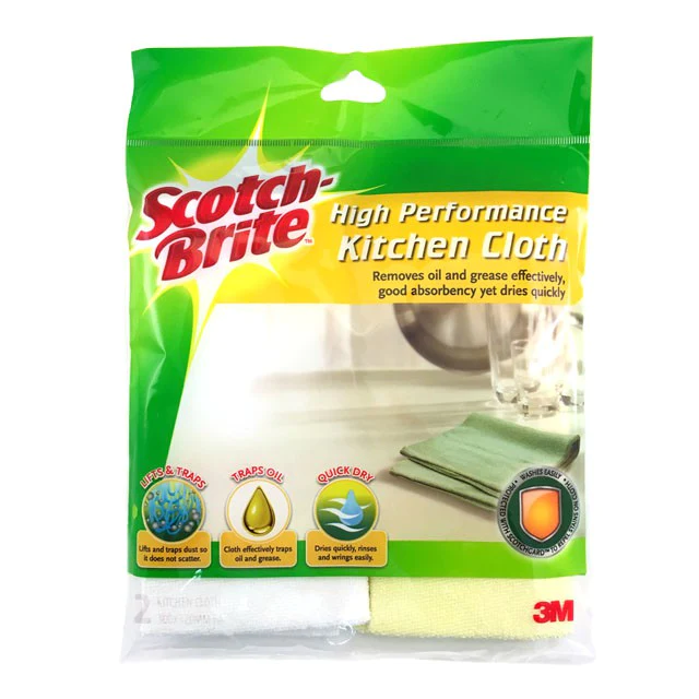 *3M Scotch Brite Kitchen Cloth (2’s) High Performance Microfiber ( Clean Oil Dust House Plate Dining Table HPC )
