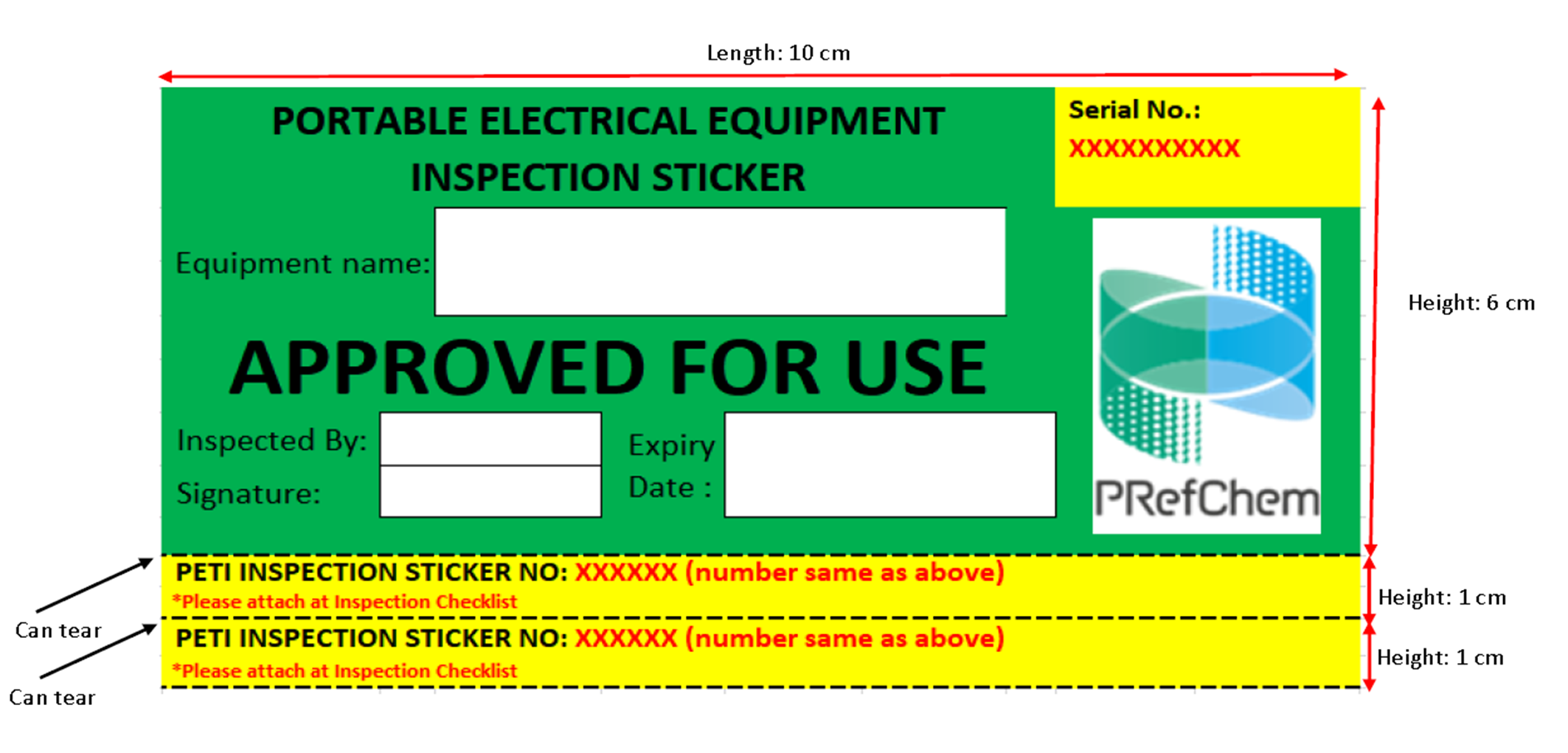 EQUIPMENT INSPECTION STICKER (LARGE)