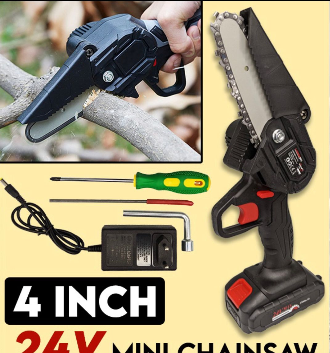 Chainsaw MINI CHAINSAW CORDLESS PORTABLE ELECTRIC RECHARGEABLE LI-ION BATTERY GERGAJI ELEKTRIK DAHAN POKOK