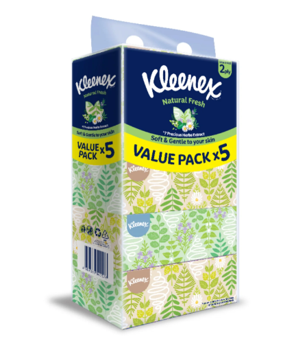10x5x120s Kleenex FT NAT Fresh Box 2ply (18373A)