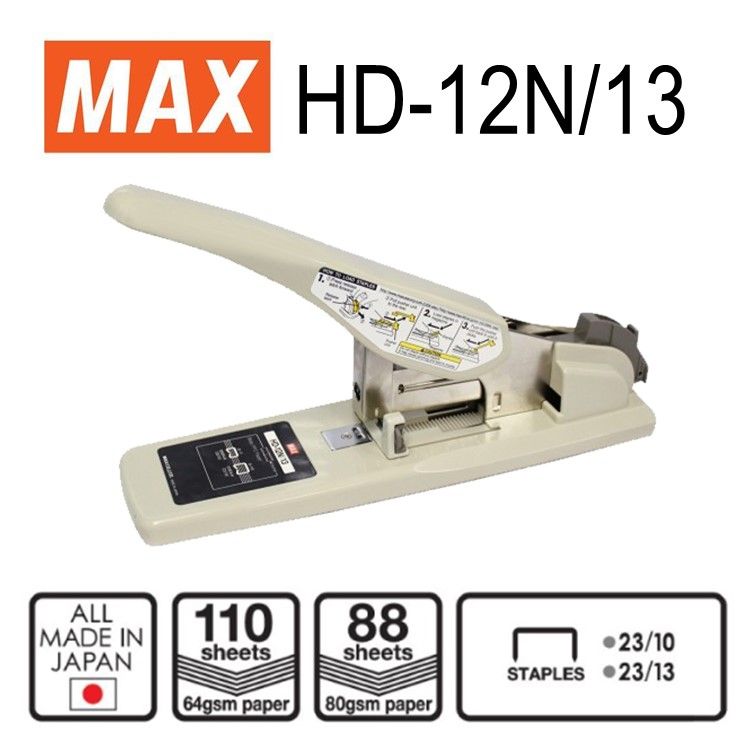 Genuine Malaysia - Original MAX Heavy Duty Durable Stapler Full Metal Stapler with Adjustable Paper Gauge HD-12N/13 HD-12N/17 HD-12N/24