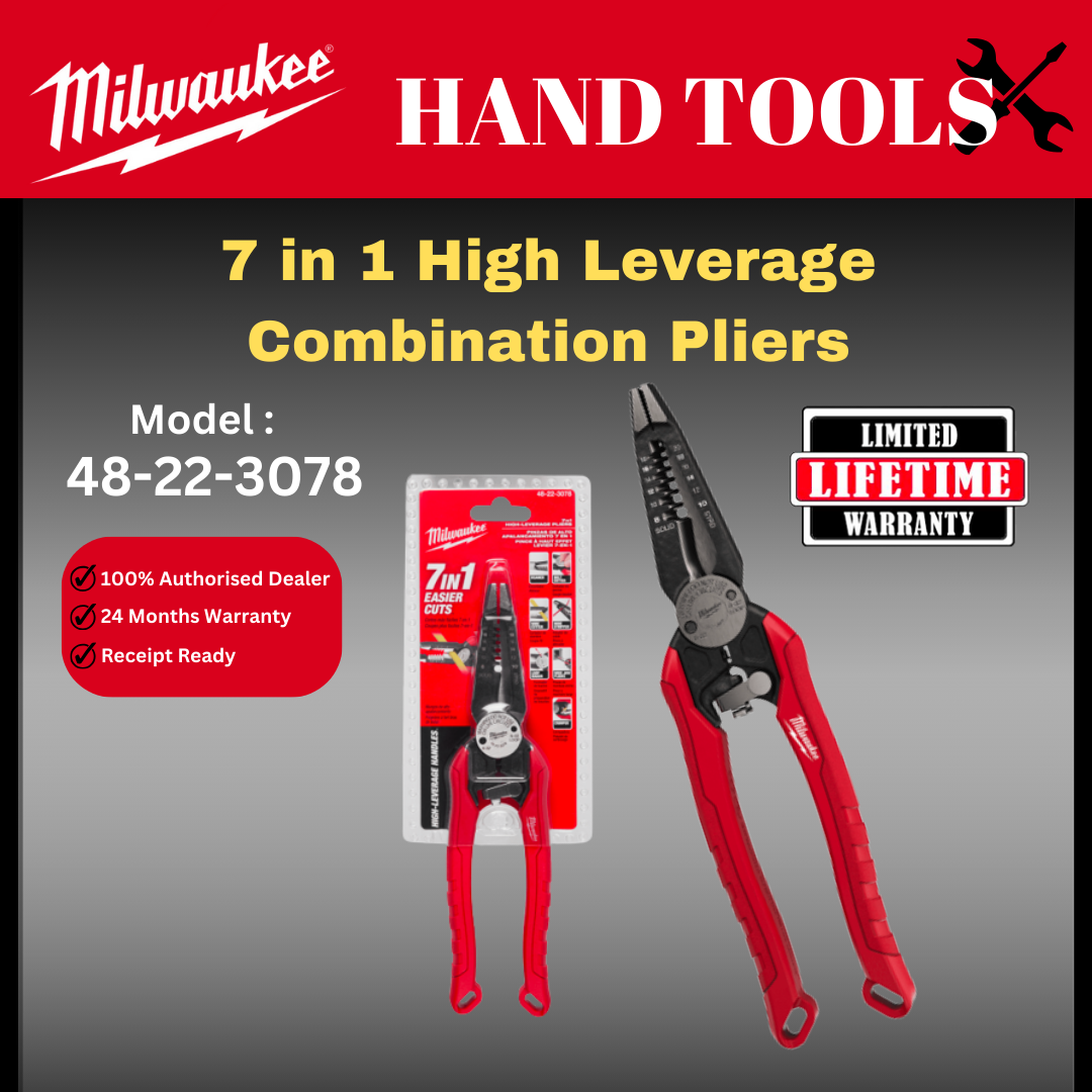 Milwaukee 7 in 1 High Leverage Combination Pliers / 48-22-3078 / Wire Pliers / Pliers & Clamps